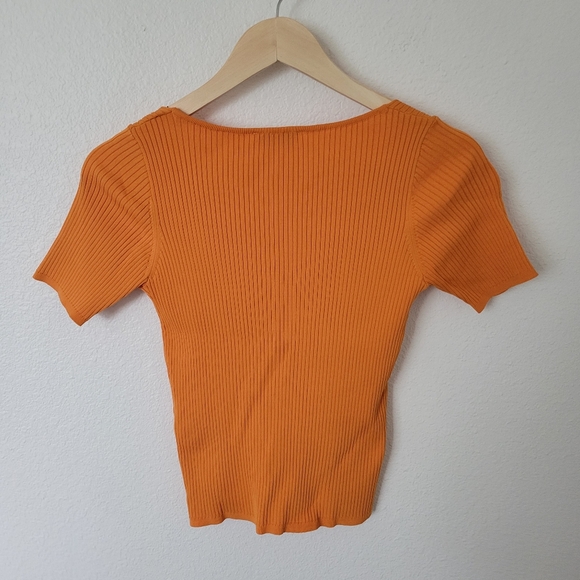 SANDRO PARIS Ribbed Short Sleeve Knit with Buttons - Picture 6 of 6